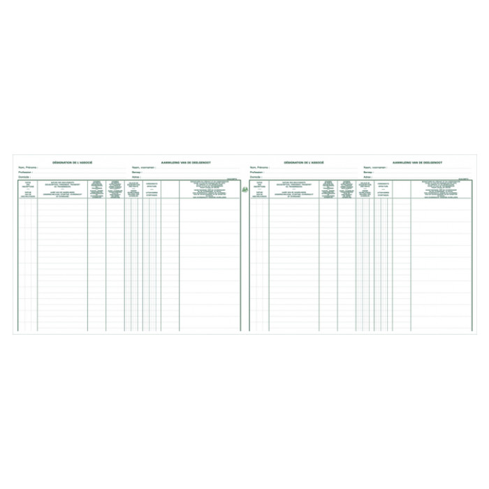 Register Piqure aandeelhouder bvba/sprl 80vel