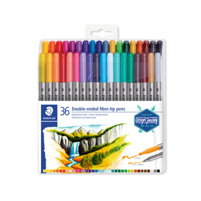 Kleurstift Staedtler 3200 dubbele punt fijn en ultrafijn etui à 36 kleuren