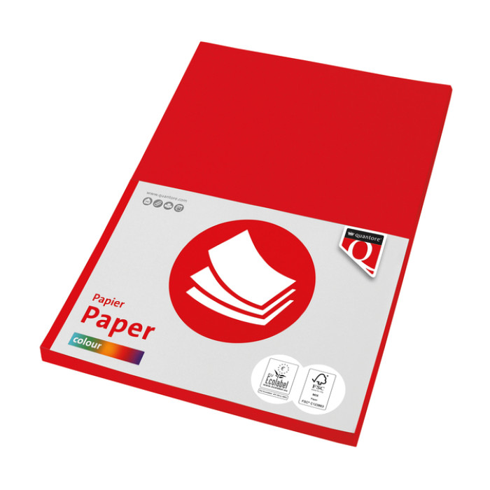 Kopieerpapier Quantore Colour A4 80gr felrood 100 vel