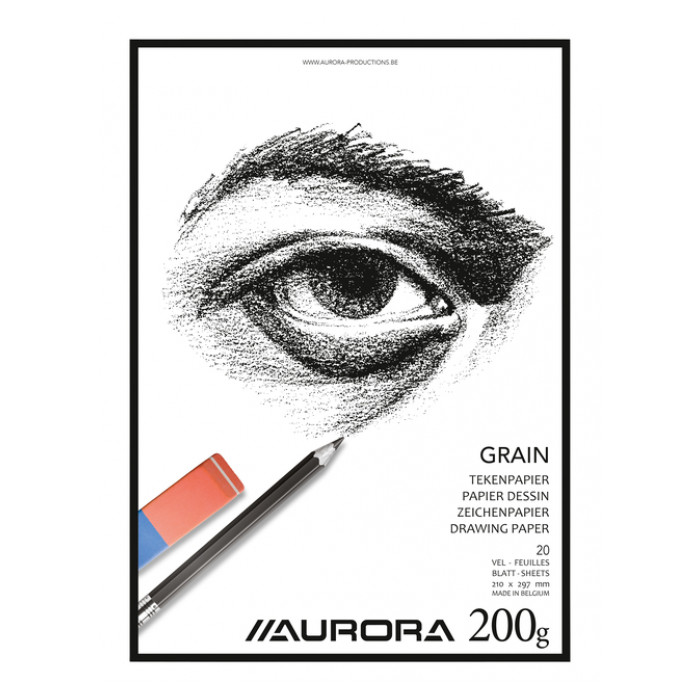 Tekenblok Aurora A4 20 vel 200 gram Grain papier