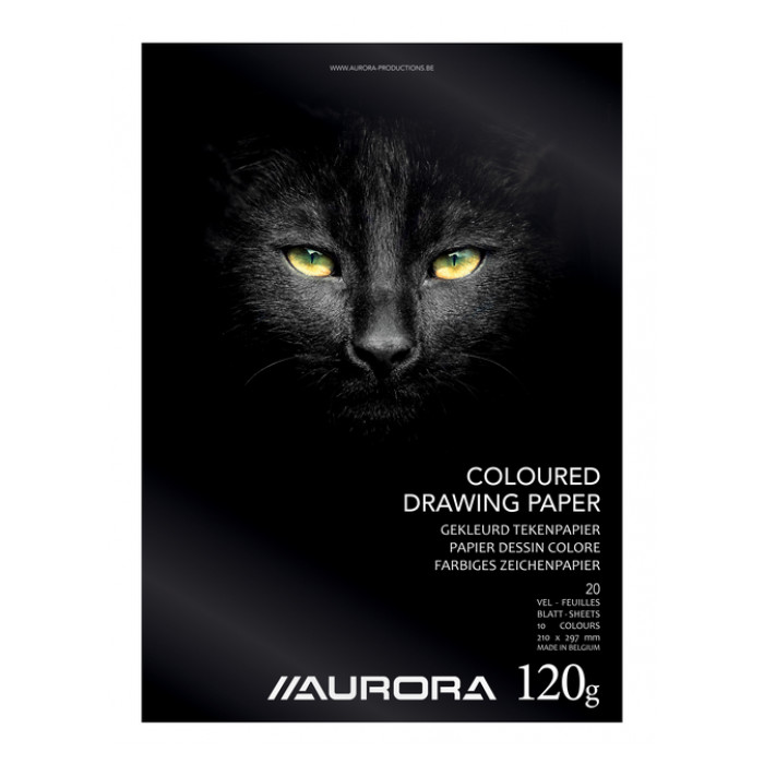 Tekenblok Aurora A4 20 vel 120 gram gekleurd tekenpapier