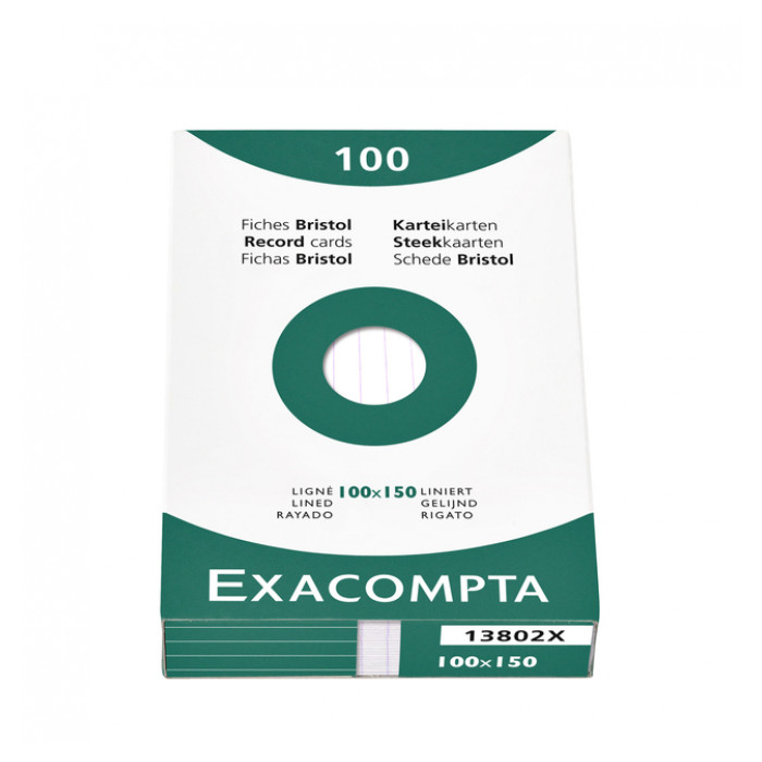 Systeemkaart Exacompta 100x150mm  lijn wit