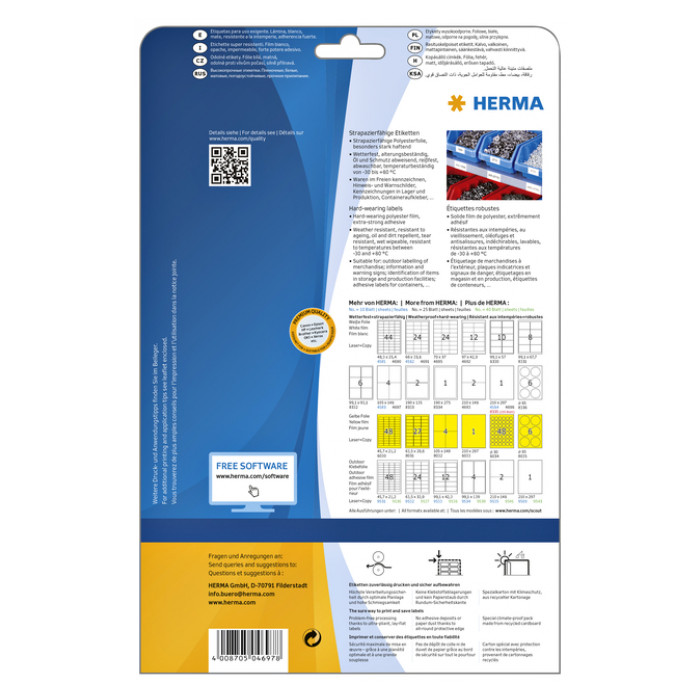 Etiket HERMA 4697 105x148mm weerbestendig wit 100stuks