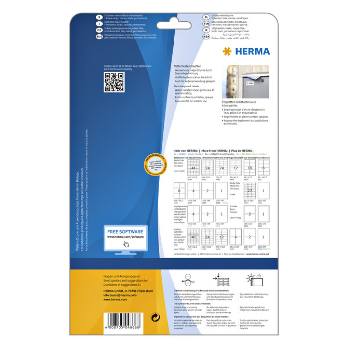 Etiket HERMA 4866 210x297mm weerbestendig wit 10stuks