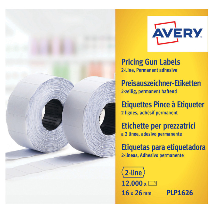 Prijsetiket Avery PLP1626 16mmx26mm permanent wit