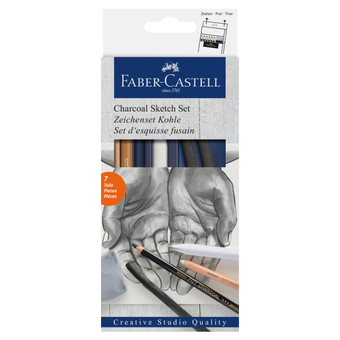 Houtskool Faber-Castell set 7-delig