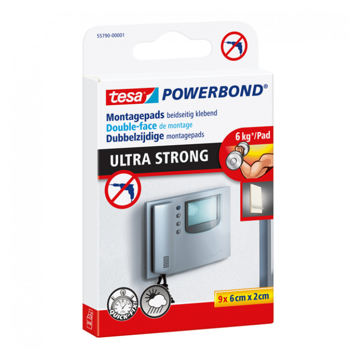 Montage pad tesa® Powerbond Ultra Strong dubbelzijdig 2x6cm 9 stuks