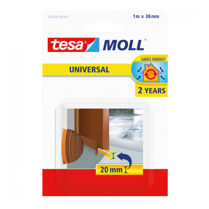 Tochtstrips tesamoll® Universal zelfklevende tbv deur 1mx38mm bruin