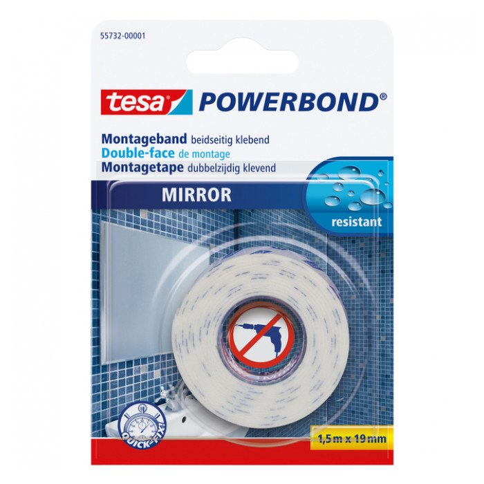 Montagetape tesa® Powerbond Spiegel dubbelzijdig 1,5mx19mm