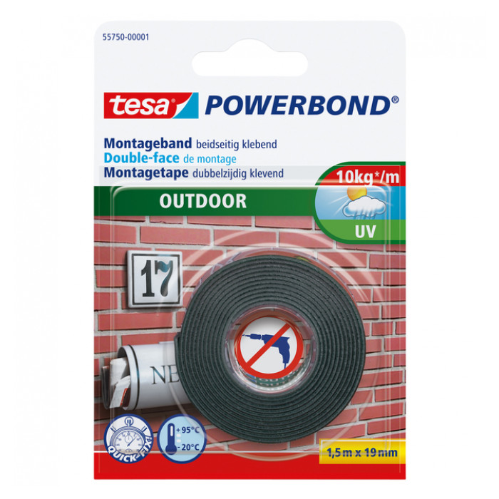 Montagetape tesa® Powerbond Outdoor dubbelzijdig 1,5mx19mm