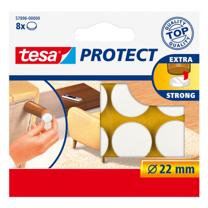 Beschermvilt tesa® Protect anti-kras  Ø22mm wit 12 stuks