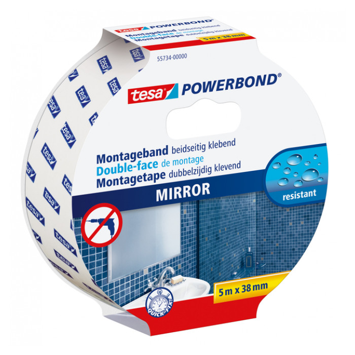 Montagetape tesa® Powerbond Spiegel dubbelzijdig 5mx38mm wit