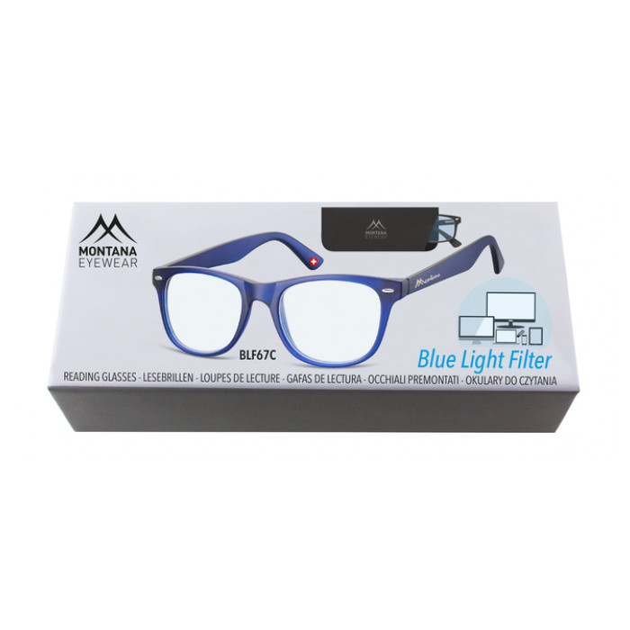 Leesbril Montana blue light filter +3.00 dpt blauw