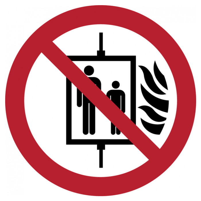 Pictogram Tarifold in geval van brand verboden om de lift te gebruiken ø200mm