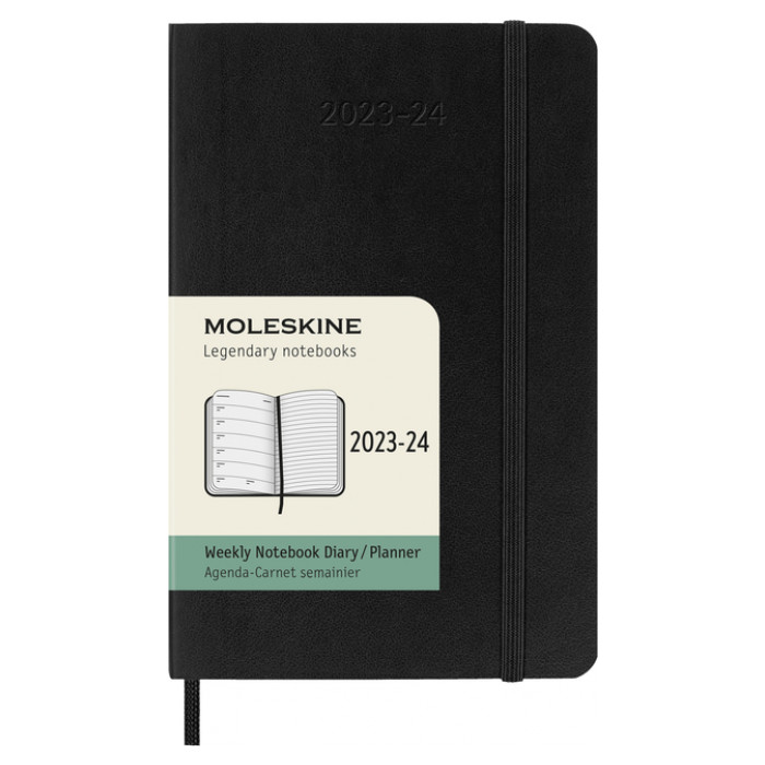 Agenda 2023/2024 Moleskine 18M Planner Weekly 7dag/1pagina pocket 90x140mm soft cover black