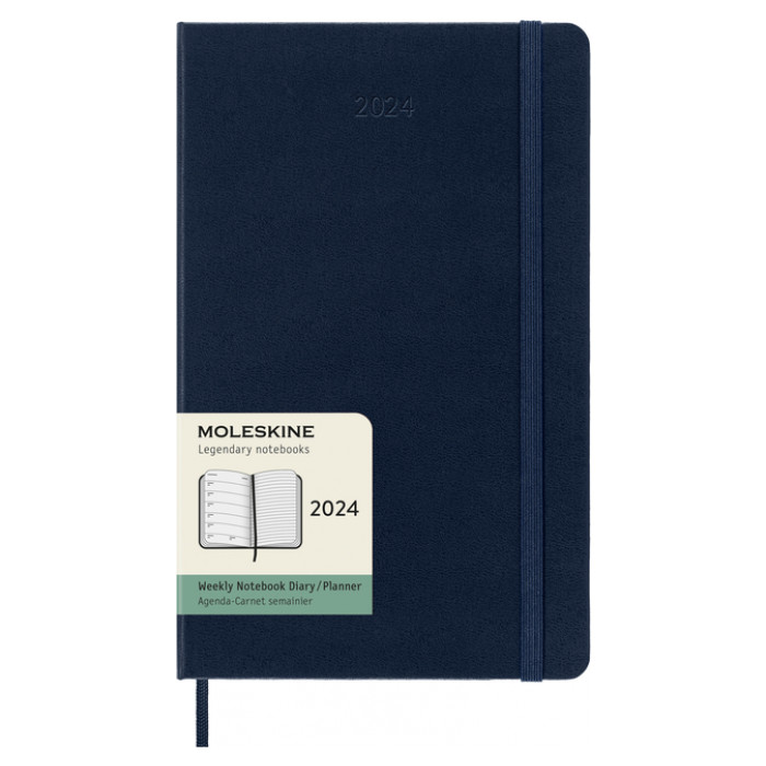 Agenda 2024 Moleskine 12M Planner Weekly 7dag/1pagina large 130x210mm hard cover saffier blauw