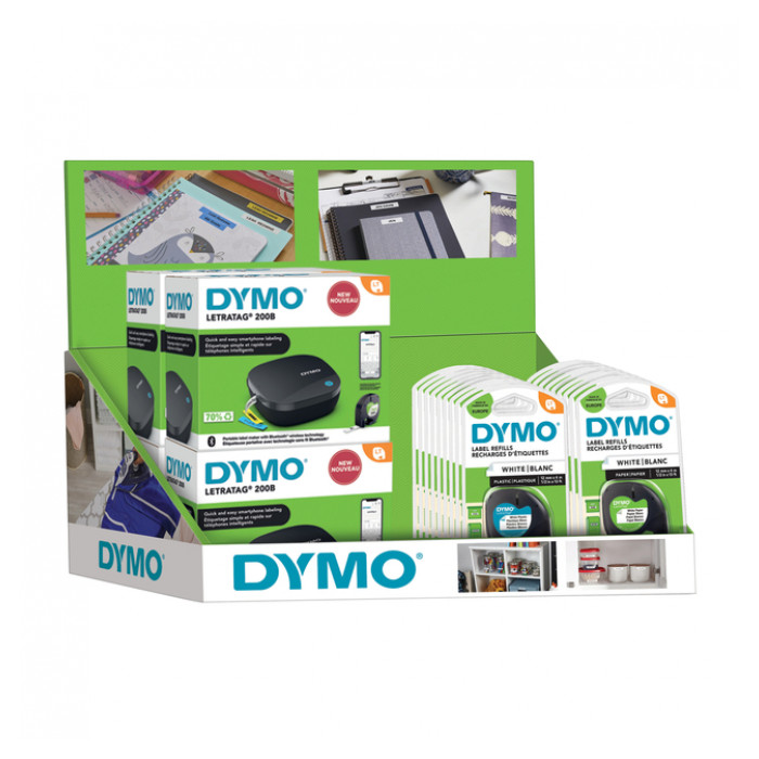 Labelprinter Dymo letratag 200B printer bluetooth display à 6 stuks en 20 labeltapes