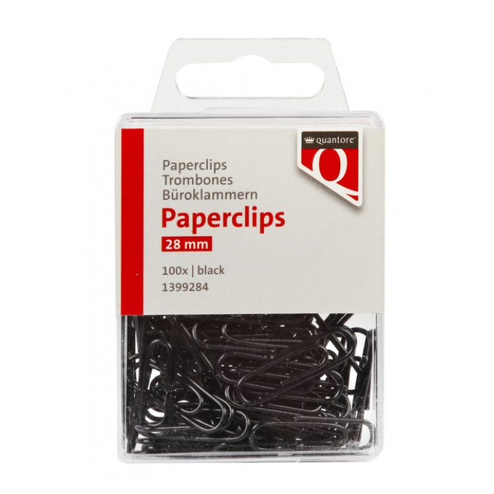 Paperclip Quantore 28mm 100 stuks zwart