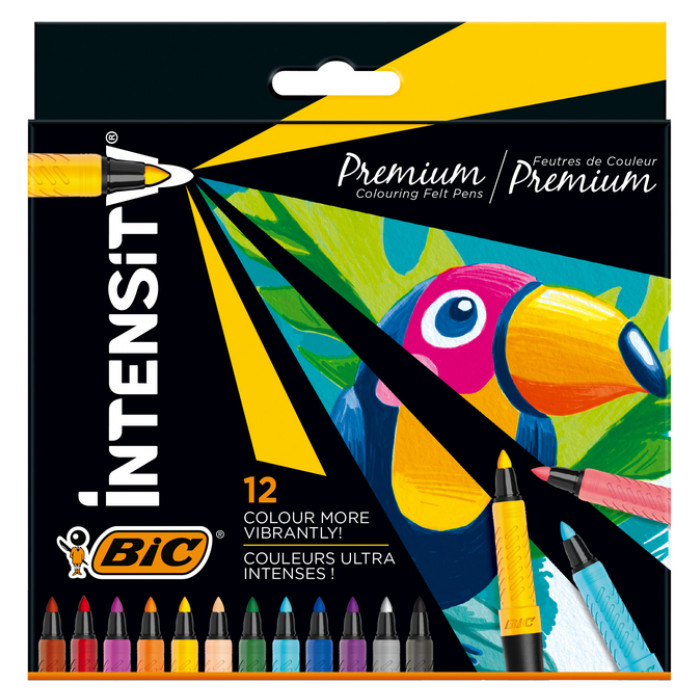 Kleurstift Bic Intensity Premium assorti etui à 12 stuks