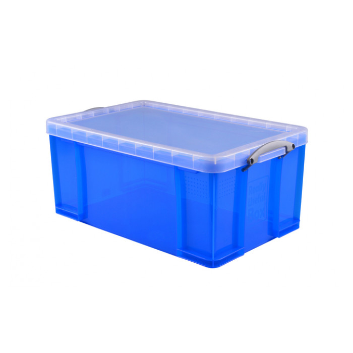 Opbergbox Really Useful 64 liter 710x440x310 mm transparant blauw