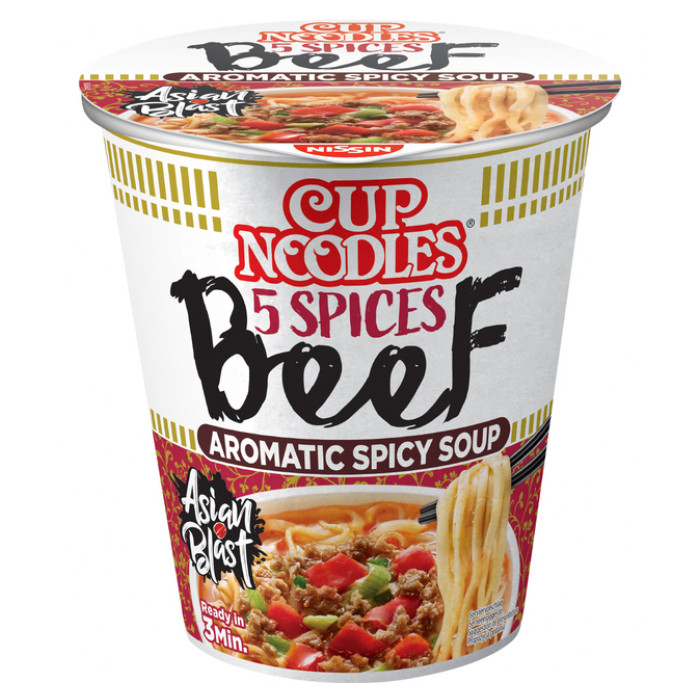 Noodles Nissin 5 spices beef cup