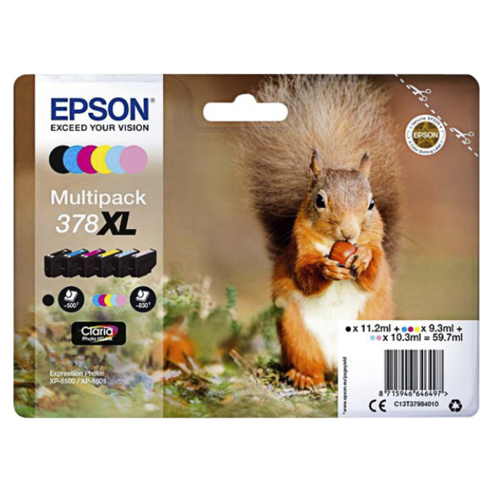 Inktcartridge Epson 378XL T3798 6 kleuren