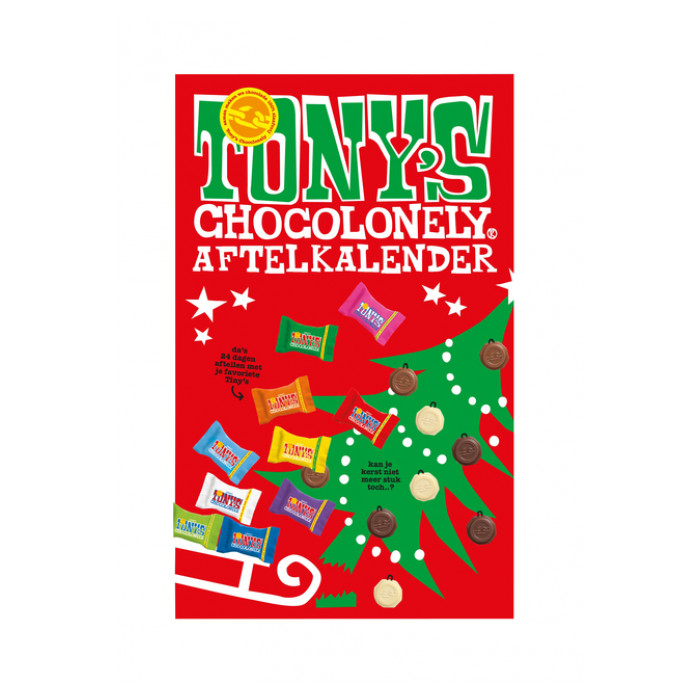 Chocolade Tony's Chocolonely Kerst big Tiny calendar 225gr assorti