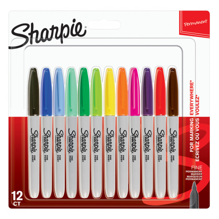 Viltstift Sharpie rond fijn assorti blister à 12 stuks