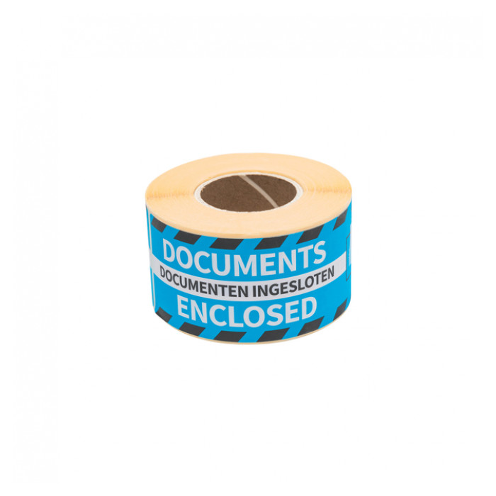 Waarschuwingsetiket Rillprint documents enclosed 46x125mm blauw