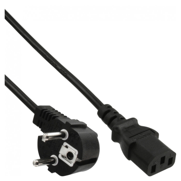 Kabel inLine STROOM C13 recht - CEE7/7 haaks 1,8 meter zwart