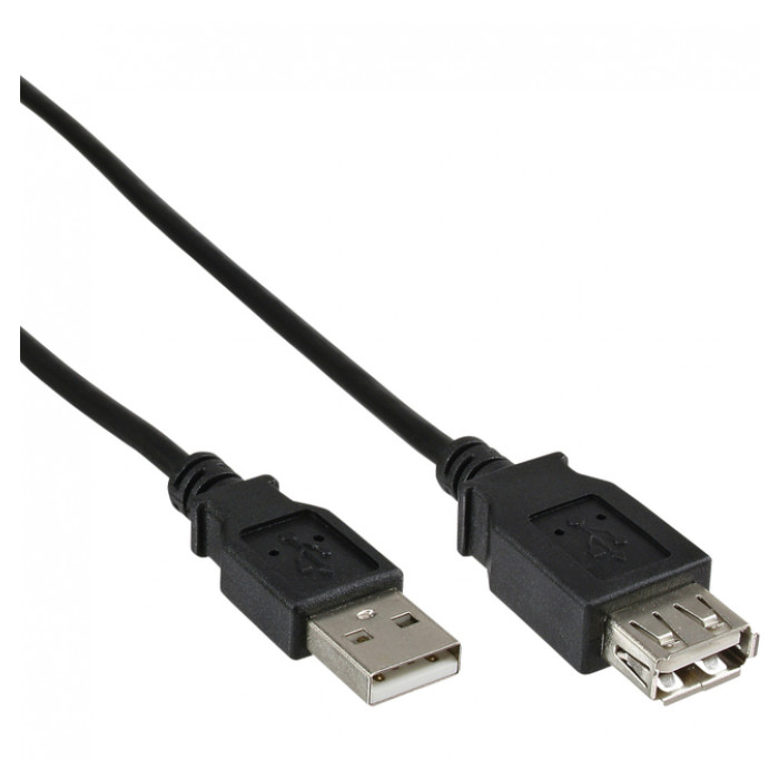 Kabel inLine verlengkabel USB-A 2.0 M/V 1,8 meter zwart