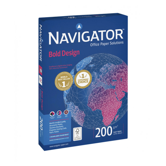 Kopieerpapier Navigator Bold Design A4 200gr wit 150vel