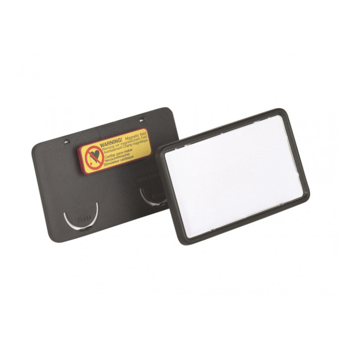 Badge Durable clip card met magneet 40x75mm zwart