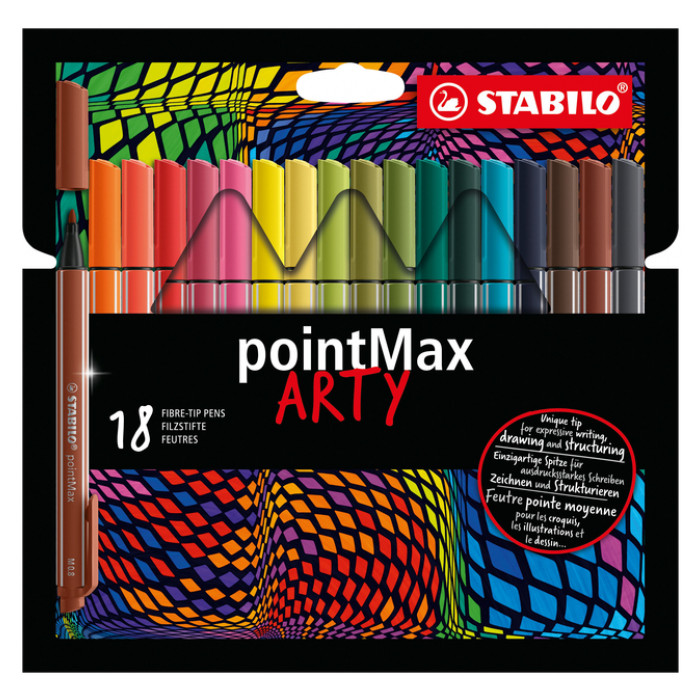 Viltstift STABILO pointMax 488/18 Arty medium assorti etui à 18 stuks