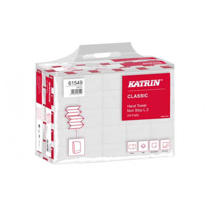 Handdoek Katrin 61549 W-vouw Classic 2laags 24x32cm 25x120st