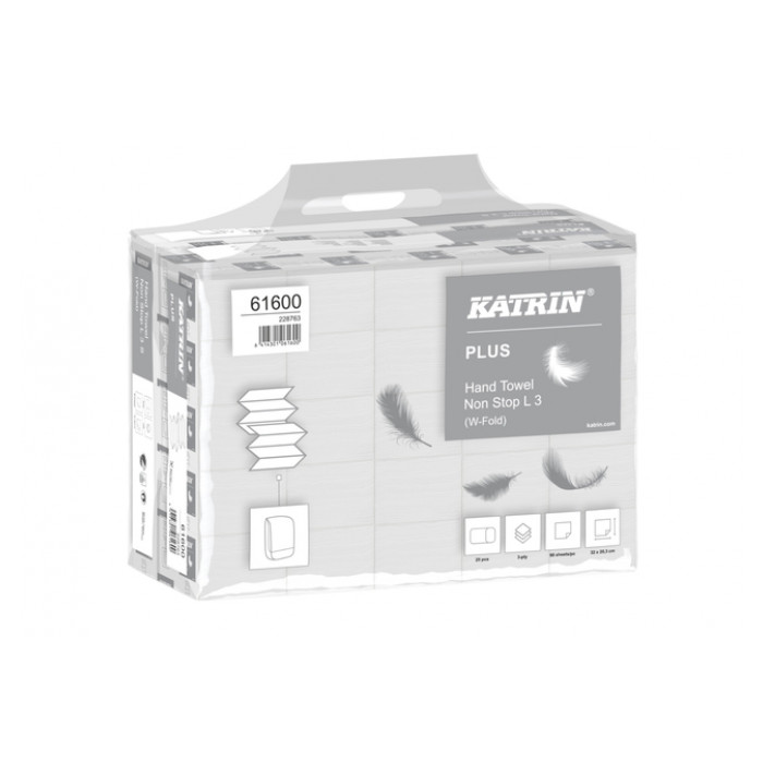 Handdoek Katrin 61600 W-vouw Plus 3laags 20,3x32cm 25x90st