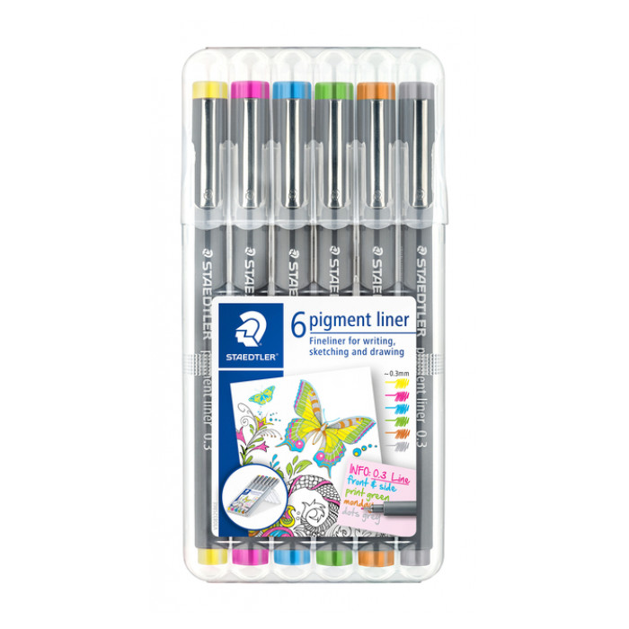 Fineliner Staedtler Pigment 308 0,3mm set à 6 kleuren