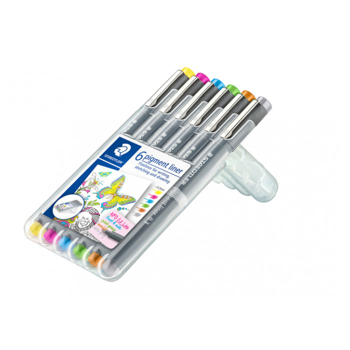 Fineliner Staedtler Pigment 308 0,3mm set à 6 kleuren