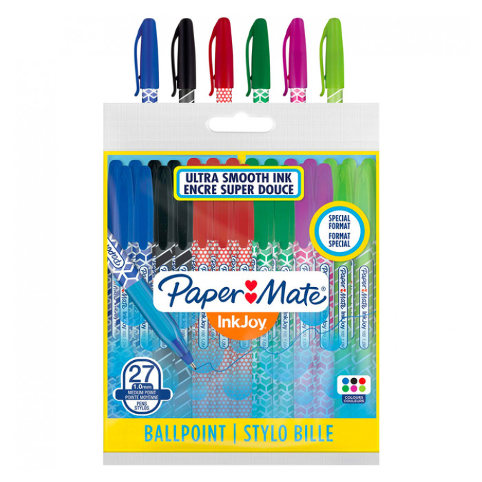 Balpen Paper Mate Inkjoy 100 Wrap set à 6 kleuren 27 stuks