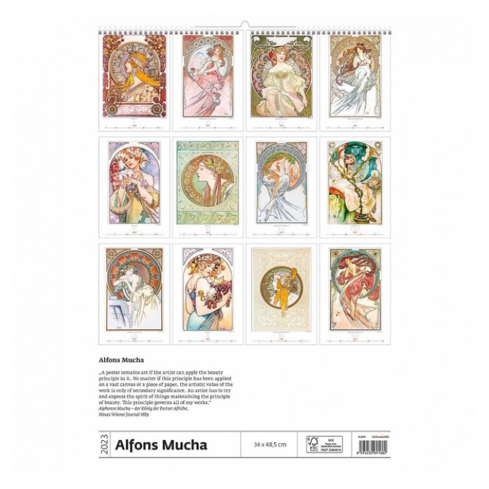 Kalender 2023 Helma 365 34x48.5cm Alfons Mucha
