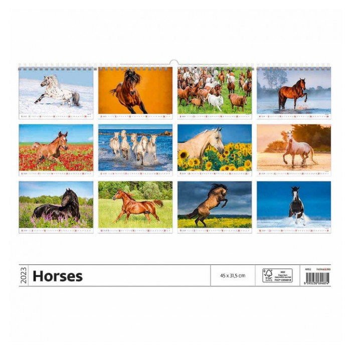 Kalender 2023 Helma 365 45x31.5cm Paarden
