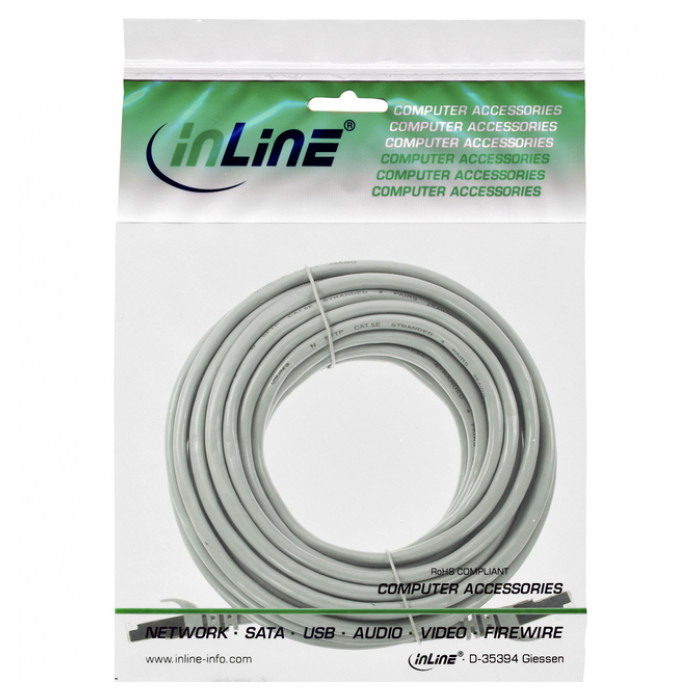 Kabel InLine Cat5e U UTP 20 meter grijs