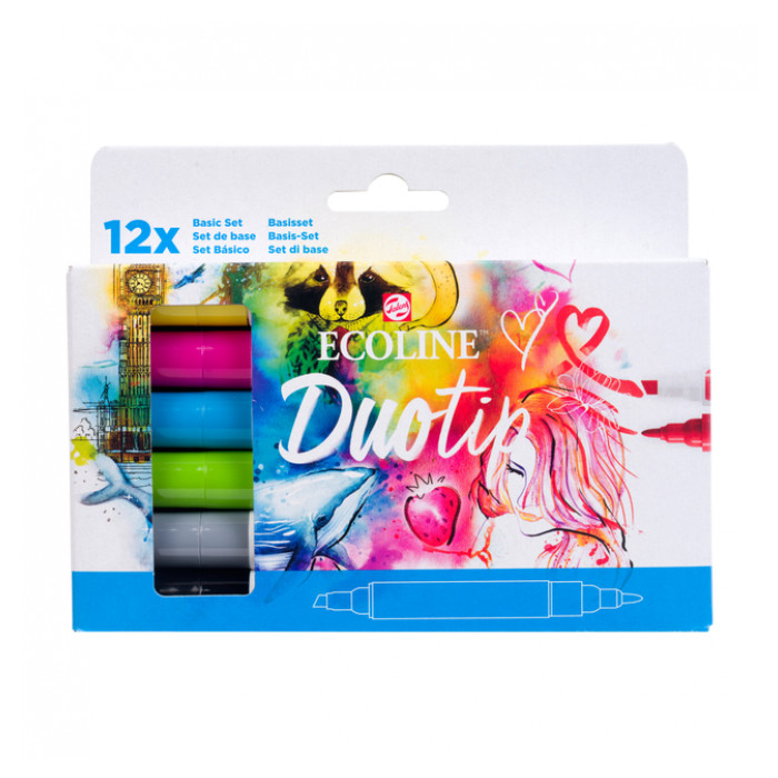 Duotip marker Ecoline basis set 12 kleuren