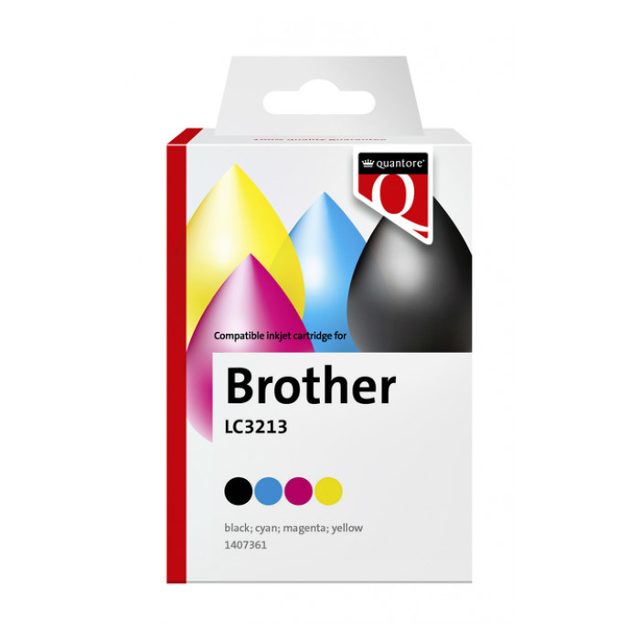 Inktcartridge Quantore alternatief tbv Brother LC3213 zwart+3kleur