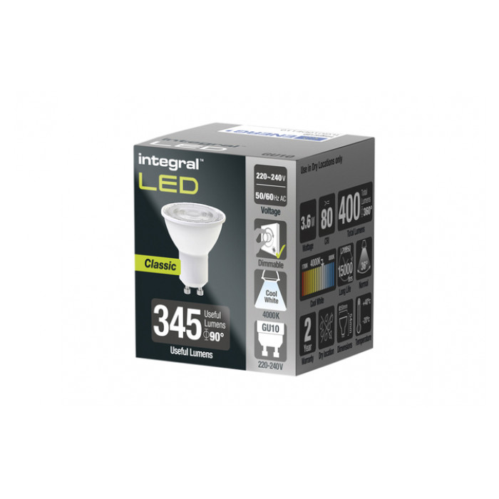 Ledlamp Integral GU10 4000K koel wit 3.6W 400lumen