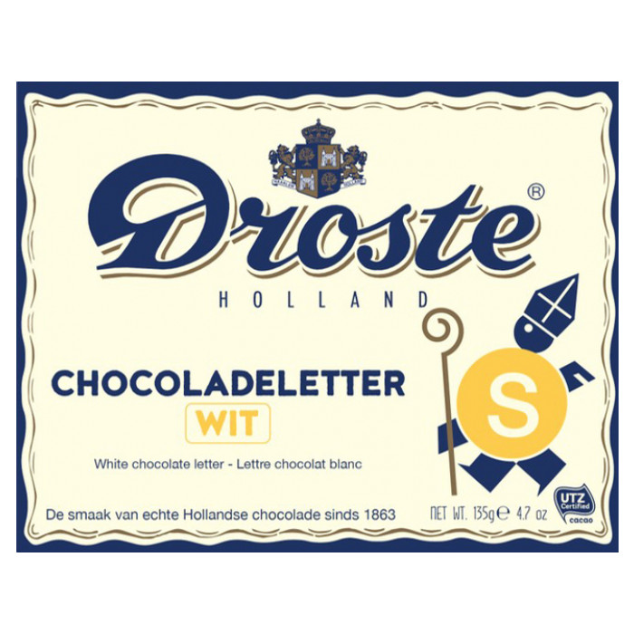 Chocoladeletter Droste wit "S" 135gr