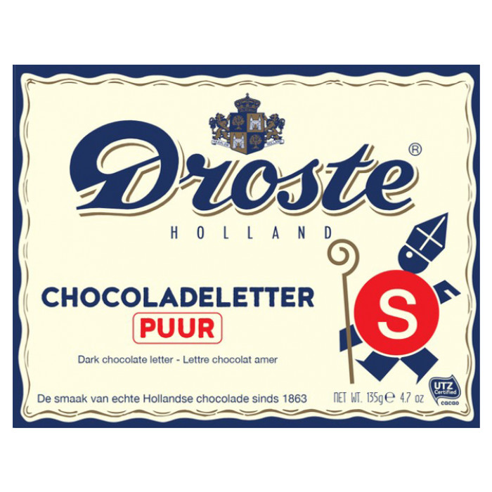 Chocoladeletter Droste puur "S" 135gr