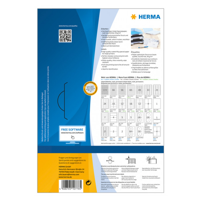 Etiket HERMA 10778 38.1x21.2mm wit 5200stuks