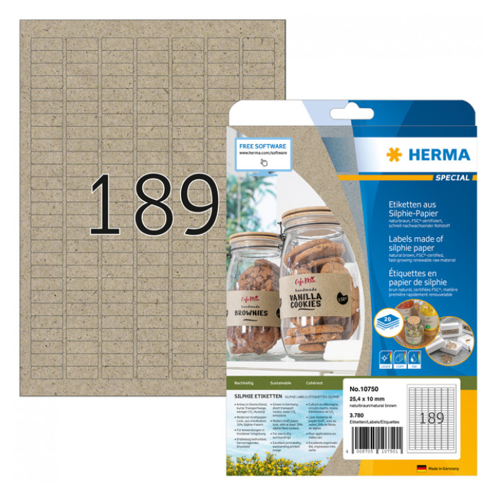 Etiket HERMA 10750 25.4 x 10mm silphie bruin 3780 stuks