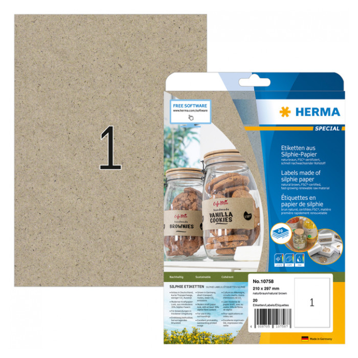 Etiket HERMA 10758 210 x 297 mm silphie bruin 20 stuks